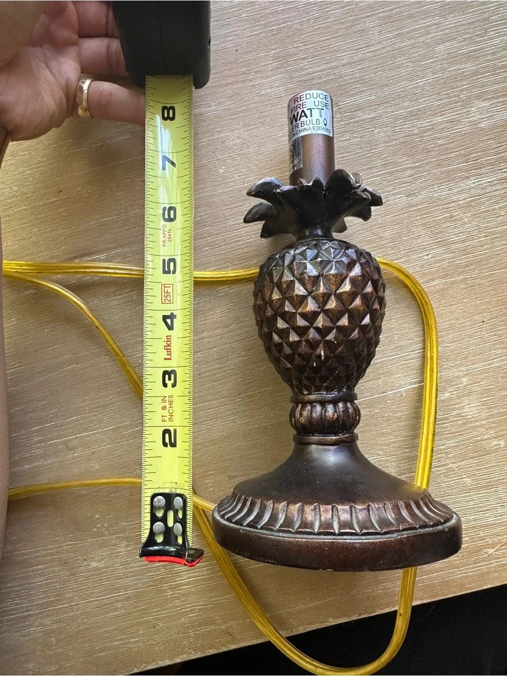 Tropical Pineapple Mini Accent Lamp Heavy Resin Distressed Bronze Finish